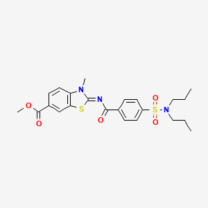 molecular formula C23H27N3O5S2 B2688128 甲基2-[4-(二丙基磺酰基)苯甲酰基]亚胺-3-甲基-1,3-苯并噻唑-6-甲酸酯 CAS No. 850909-16-9