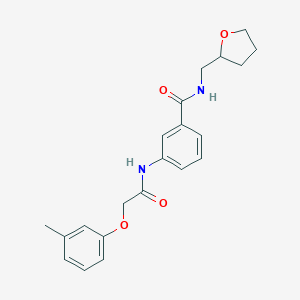 molecular formula C21H24N2O4 B268813 3-{[(3-methylphenoxy)acetyl]amino}-N-(tetrahydro-2-furanylmethyl)benzamide 