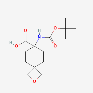 molecular formula C14H23NO5 B2688133 7-((Tert-butoxycarbonyl)amino)-2-oxaspiro[3.5]nonane-7-carboxylic acid CAS No. 1823263-41-7
