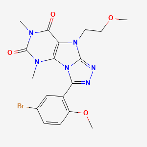 molecular formula C18H19BrN6O4 B2688137 3-(5-bromo-2-methoxyphenyl)-9-(2-methoxyethyl)-5,7-dimethyl-5H-[1,2,4]triazolo[4,3-e]purine-6,8(7H,9H)-dione CAS No. 921859-19-0