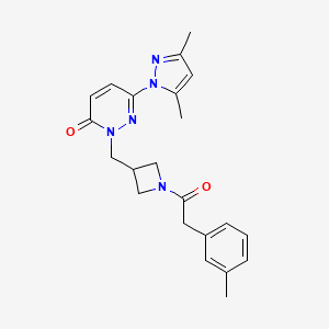 molecular formula C22H25N5O2 B2688139 6-(3,5-dimethyl-1H-pyrazol-1-yl)-2-({1-[2-(3-methylphenyl)acetyl]azetidin-3-yl}methyl)-2,3-dihydropyridazin-3-one CAS No. 2310143-03-2