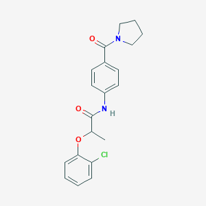 molecular formula C20H21ClN2O3 B268814 2-(2-chlorophenoxy)-N-[4-(1-pyrrolidinylcarbonyl)phenyl]propanamide 