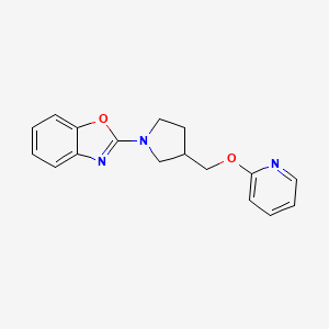 molecular formula C17H17N3O2 B2688141 2-[3-(Pyridin-2-yloxymethyl)pyrrolidin-1-yl]-1,3-benzoxazole CAS No. 2415540-97-3