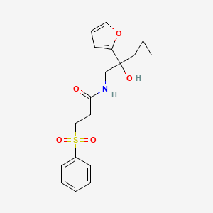 molecular formula C18H21NO5S B2688144 N-(2-cyclopropyl-2-(furan-2-yl)-2-hydroxyethyl)-3-(phenylsulfonyl)propanamide CAS No. 1396708-03-4