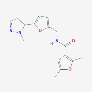 molecular formula C16H17N3O3 B2688151 2,5-Dimethyl-N-[[5-(2-methylpyrazol-3-yl)furan-2-yl]methyl]furan-3-carboxamide CAS No. 2415571-66-1