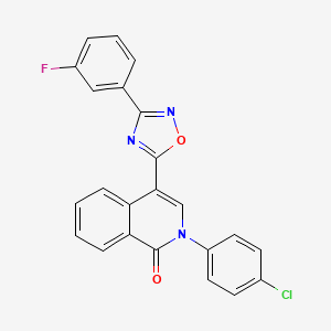molecular formula C23H13ClFN3O2 B2688155 2-(4-chlorophenyl)-4-[3-(3-fluorophenyl)-1,2,4-oxadiazol-5-yl]isoquinolin-1(2H)-one CAS No. 1326888-23-6