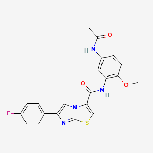 molecular formula C21H17FN4O3S B2688159 N-(5-乙酰氨基-2-甲氧基苯基)-6-(4-氟苯基)咪唑并[2,1-b]噻唑-3-甲酰胺 CAS No. 1049419-82-0