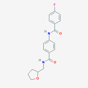 molecular formula C19H19FN2O3 B268816 4-fluoro-N-(4-{[(tetrahydro-2-furanylmethyl)amino]carbonyl}phenyl)benzamide 