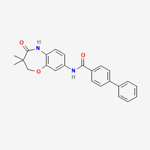 molecular formula C24H22N2O3 B2688164 N-(3,3-二甲基-4-氧代-2,3,4,5-四氢苯并[b][1,4]噁唑-8-基)-[1,1'-联苯]-4-甲酰胺 CAS No. 921811-04-3