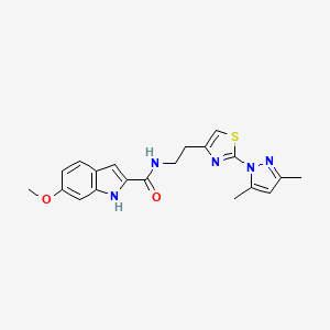 molecular formula C20H21N5O2S B2688166 N-(2-(2-(3,5-dimethyl-1H-pyrazol-1-yl)thiazol-4-yl)ethyl)-6-methoxy-1H-indole-2-carboxamide CAS No. 1421495-15-9