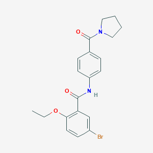 molecular formula C20H21BrN2O3 B268817 5-bromo-2-ethoxy-N-[4-(1-pyrrolidinylcarbonyl)phenyl]benzamide 