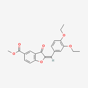 molecular formula C21H20O6 B2688173 (E)-methyl 2-(3,4-diethoxybenzylidene)-3-oxo-2,3-dihydrobenzofuran-5-carboxylate CAS No. 868144-38-1