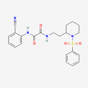 molecular formula C22H24N4O4S B2688184 N1-(2-cyanophenyl)-N2-(2-(1-(phenylsulfonyl)piperidin-2-yl)ethyl)oxalamide CAS No. 898449-71-3