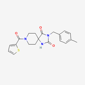 molecular formula C20H21N3O3S B2688190 3-(4-甲基苄基)-8-(2-噻吩甲酰基)-1,3,8-三氮杂螺[4.5]癸烷-2,4-二酮 CAS No. 1021032-02-9