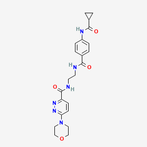 molecular formula C22H26N6O4 B2688191 N-(2-(4-(cyclopropanecarboxamido)benzamido)ethyl)-6-morpholinopyridazine-3-carboxamide CAS No. 1396785-39-9