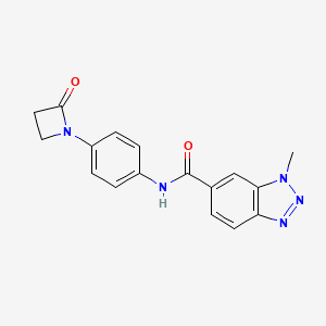 molecular formula C17H15N5O2 B2688192 3-Methyl-N-[4-(2-oxoazetidin-1-yl)phenyl]benzotriazole-5-carboxamide CAS No. 2220199-51-7