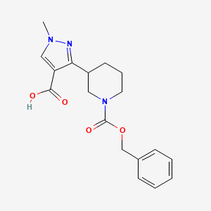 molecular formula C18H21N3O4 B2688194 3-{1-[(benzyloxy)carbonyl]piperidin-3-yl}-1-methyl-1H-pyrazole-4-carboxylic acid CAS No. 1803586-08-4
