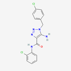molecular formula C16H13Cl2N5O B2688197 5-amino-1-(4-chlorobenzyl)-N-(2-chlorophenyl)-1H-1,2,3-triazole-4-carboxamide CAS No. 902470-24-0