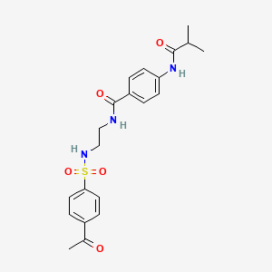 molecular formula C21H25N3O5S B2688199 N-(2-(4-acetylphenylsulfonamido)ethyl)-4-isobutyramidobenzamide CAS No. 1091428-42-0
