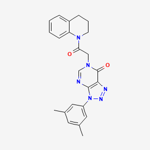 molecular formula C23H22N6O2 B2688202 6-[2-(3,4-dihydro-2H-quinolin-1-yl)-2-oxoethyl]-3-(3,5-dimethylphenyl)triazolo[4,5-d]pyrimidin-7-one CAS No. 872591-24-7