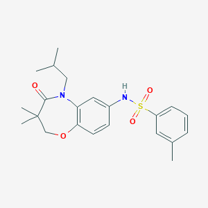 molecular formula C22H28N2O4S B2688209 N-(5-isobutyl-3,3-dimethyl-4-oxo-2,3,4,5-tetrahydrobenzo[b][1,4]oxazepin-7-yl)-3-methylbenzenesulfonamide CAS No. 922057-48-5