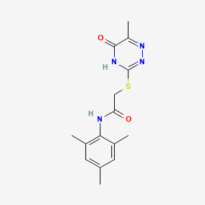 molecular formula C15H18N4O2S B2688210 2-[(6-methyl-5-oxo-4,5-dihydro-1,2,4-triazin-3-yl)sulfanyl]-N-(2,4,6-trimethylphenyl)acetamide CAS No. 459850-49-8