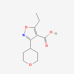 molecular formula C11H15NO4 B2688213 5-Ethyl-3-(oxan-4-yl)-1,2-oxazole-4-carboxylic acid CAS No. 1341671-57-5