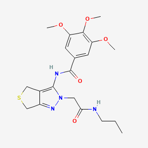 molecular formula C20H26N4O5S B2688214 3,4,5-trimethoxy-N-(2-(2-oxo-2-(propylamino)ethyl)-4,6-dihydro-2H-thieno[3,4-c]pyrazol-3-yl)benzamide CAS No. 1105202-10-5