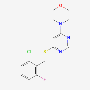 molecular formula C15H15ClFN3OS B2688222 4-(6-((2-Chloro-6-fluorobenzyl)thio)pyrimidin-4-yl)morpholine CAS No. 1170104-63-8