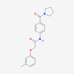 molecular formula C20H22N2O3 B268824 2-(3-methylphenoxy)-N-[4-(1-pyrrolidinylcarbonyl)phenyl]acetamide 