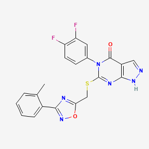 molecular formula C21H14F2N6O2S B2688248 1-[(5-Isoxazol-5-yl-2-thienyl)sulfonyl]azepane CAS No. 1112407-46-1