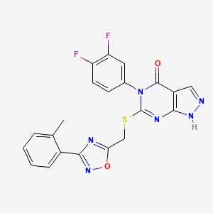 molecular formula C21H14F2N6O2S B2688248 1-[(5-异噁唑-5-基-2-噻吩基)磺酰]环庚烷 CAS No. 1112407-46-1