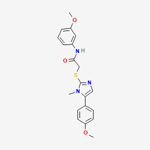 molecular formula C20H21N3O3S B2688252 N-(3-methoxyphenyl)-2-{[5-(4-methoxyphenyl)-1-methyl-1H-imidazol-2-yl]sulfanyl}acetamide CAS No. 484681-69-8