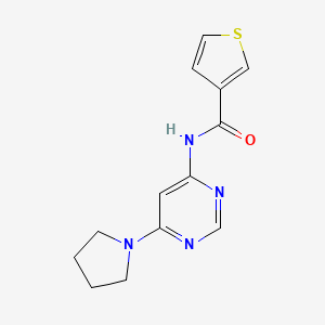 molecular formula C13H14N4OS B2688255 N-(6-(pyrrolidin-1-yl)pyrimidin-4-yl)thiophene-3-carboxamide CAS No. 1396849-56-1