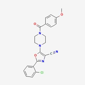 molecular formula C22H19ClN4O3 B2688256 2-(2-氯苯基)-5-(4-(4-甲氧基苯甲酰)哌嗪-1-基)噁唑-4-碳腈 CAS No. 903189-03-7