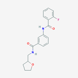 molecular formula C19H19FN2O3 B268830 2-fluoro-N-(3-{[(tetrahydro-2-furanylmethyl)amino]carbonyl}phenyl)benzamide 