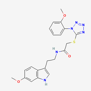 molecular formula C21H22N6O3S B2688300 N-[2-(6-methoxy-1H-indol-3-yl)ethyl]-2-[1-(2-methoxyphenyl)tetrazol-5-yl]sulfanylacetamide CAS No. 879565-35-2