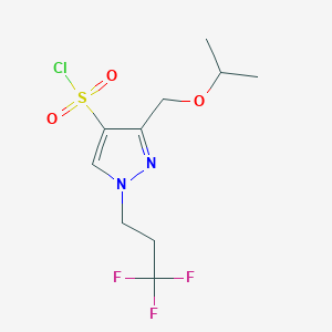 molecular formula C10H14ClF3N2O3S B2688318 3-(isopropoxymethyl)-1-(3,3,3-trifluoropropyl)-1H-pyrazole-4-sulfonyl chloride CAS No. 1856051-82-5