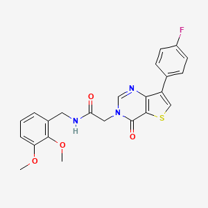 molecular formula C23H20FN3O4S B2688332 N-(2,3-dimethoxybenzyl)-2-[7-(4-fluorophenyl)-4-oxothieno[3,2-d]pyrimidin-3(4H)-yl]acetamide CAS No. 1207037-17-9