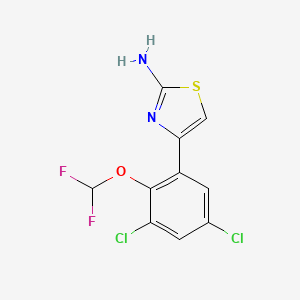 molecular formula C10H6Cl2F2N2OS B2688333 4-[3,5-Dichloro-2-(difluoromethoxy)phenyl]-1,3-thiazol-2-amine CAS No. 790232-39-2