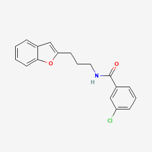 molecular formula C18H16ClNO2 B2688335 N-(3-(苯并呋喃-2-基)丙基)-3-氯苯甲酰胺 CAS No. 2034603-62-6