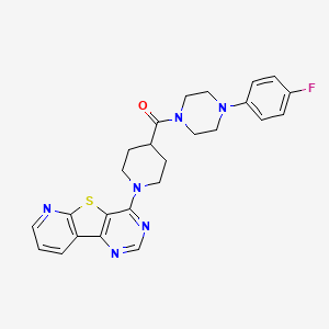 molecular formula C25H25FN6OS B2688339 (4-(4-Fluorophenyl)piperazin-1-yl)(1-(pyrido[3',2':4,5]thieno[3,2-d]pyrimidin-4-yl)piperidin-4-yl)methanone CAS No. 1114836-10-0