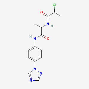 molecular formula C14H16ClN5O2 B2688354 2-(2-Chloropropanoylamino)-N-[4-(1,2,4-triazol-1-yl)phenyl]propanamide CAS No. 2411193-35-4