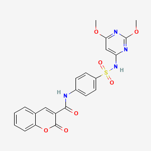 molecular formula C22H18N4O7S B2688357 N-{4-[(2,6-二甲氧基嘧啶-4-基)硫代氨基]苯基}-2-氧代-2H-香豆素-3-羧酰胺 CAS No. 302952-15-4