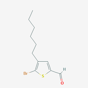 molecular formula C11H15BrOS B2688359 2-Bromo-3-hexyl-5-formylthiophene CAS No. 291535-21-2