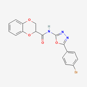 molecular formula C17H12BrN3O4 B2688363 N-(5-(4-bromophenyl)-1,3,4-oxadiazol-2-yl)-2,3-dihydrobenzo[b][1,4]dioxine-2-carboxamide CAS No. 905681-51-8