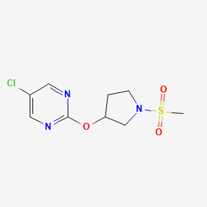 molecular formula C9H12ClN3O3S B2688371 5-氯-2-((1-(甲磺酰基)吡咯烷-3-基)氧基)嘧啶 CAS No. 2034394-82-4