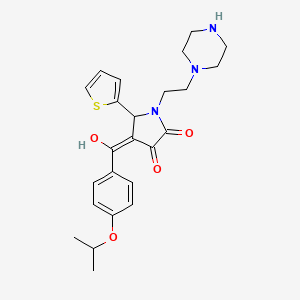 molecular formula C24H29N3O4S B2688376 3-hydroxy-4-(4-isopropoxybenzoyl)-1-(2-(piperazin-1-yl)ethyl)-5-(thiophen-2-yl)-1H-pyrrol-2(5H)-one CAS No. 385420-12-2