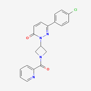 molecular formula C19H15ClN4O2 B2688379 6-(4-Chlorophenyl)-2-[1-(pyridine-2-carbonyl)azetidin-3-yl]pyridazin-3-one CAS No. 2380082-02-8