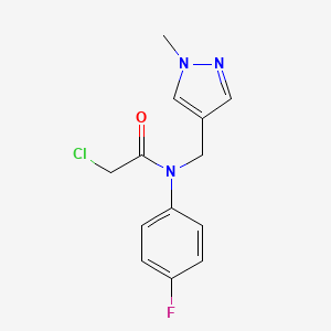 molecular formula C13H13ClFN3O B2688391 2-Chloro-N-(4-fluorophenyl)-N-[(1-methylpyrazol-4-yl)methyl]acetamide CAS No. 2411292-13-0